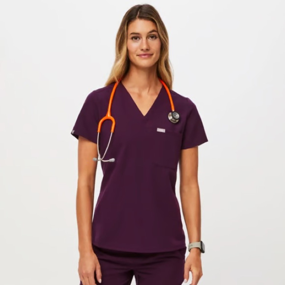 FIGS Catarina Scrub Top‎ XXL Deep Purple V-Neck Medical